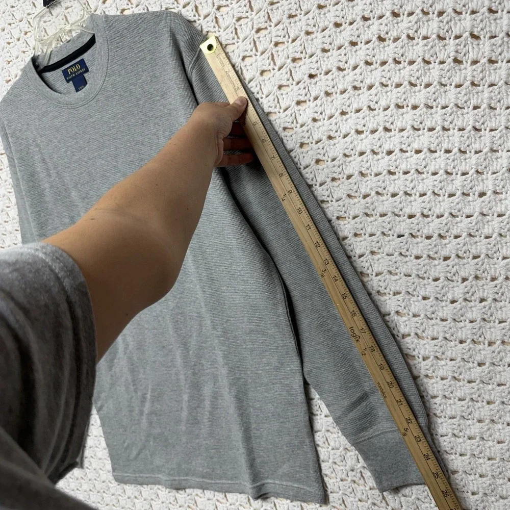 Polo Ralph Lauren Shirt Mens Sz L Gray Heather Thermal Waffle Knit 100%Cotton